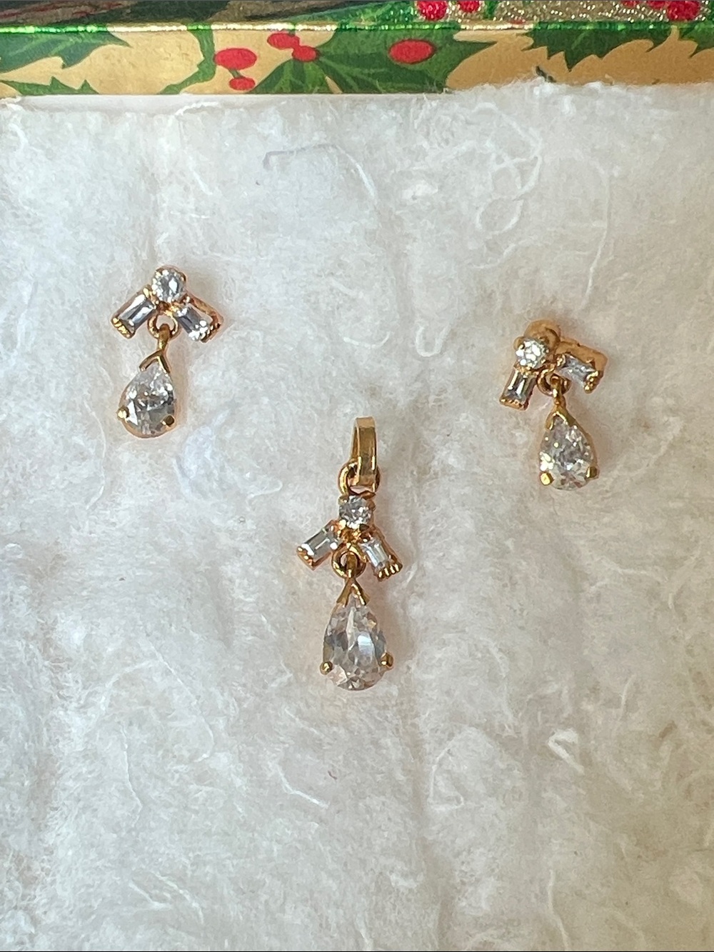 Gold-Tone Teardrop Crystal Dangle Earrings - Elegant Women's Jewelry